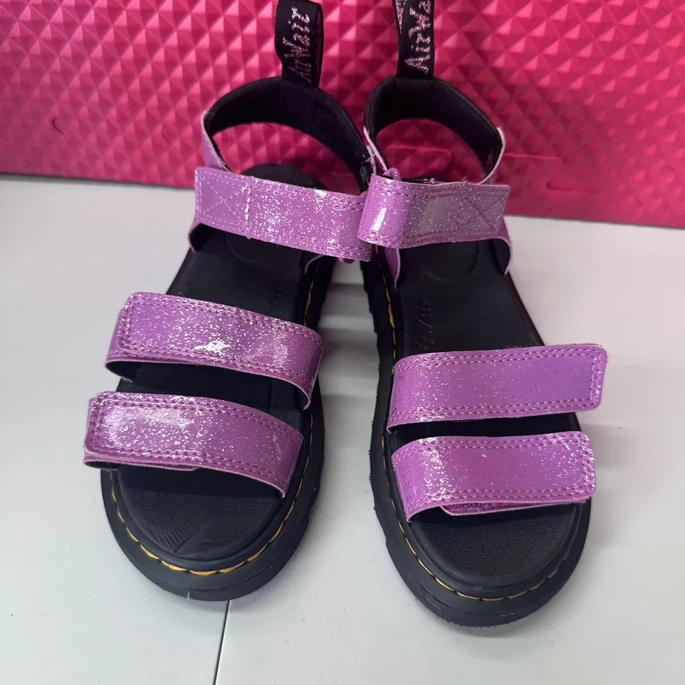 Dr. Martens Klaire J Purple Glitter Strappy Sandals Kids Size 2 US 33 EU AW004